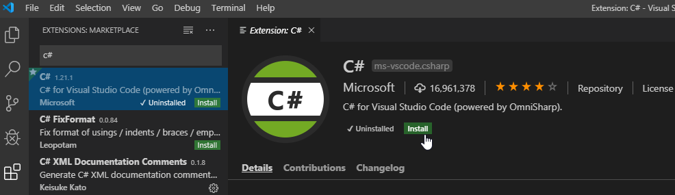 C# installation