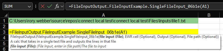 excel file input