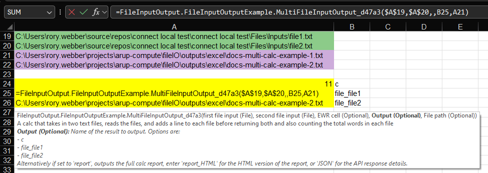 excel file input output