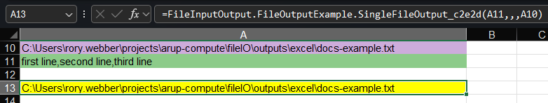 excel file output