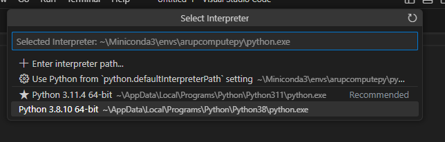 vscode-select-interpreter-options